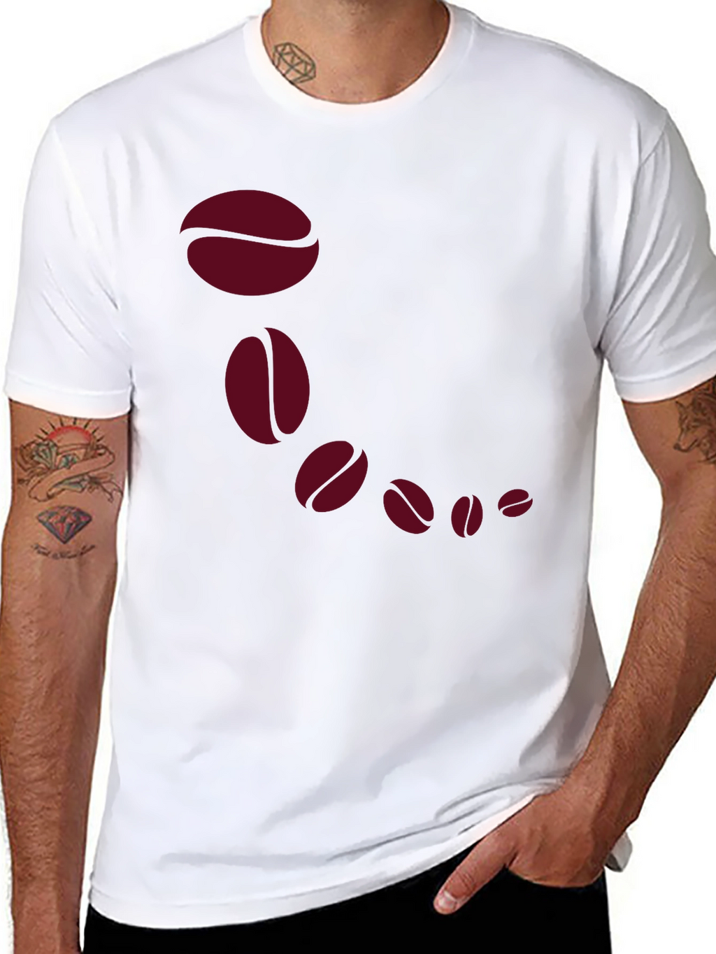 Coffee Bean Cascade Graphic Tee - Stylish Black T-Shirt