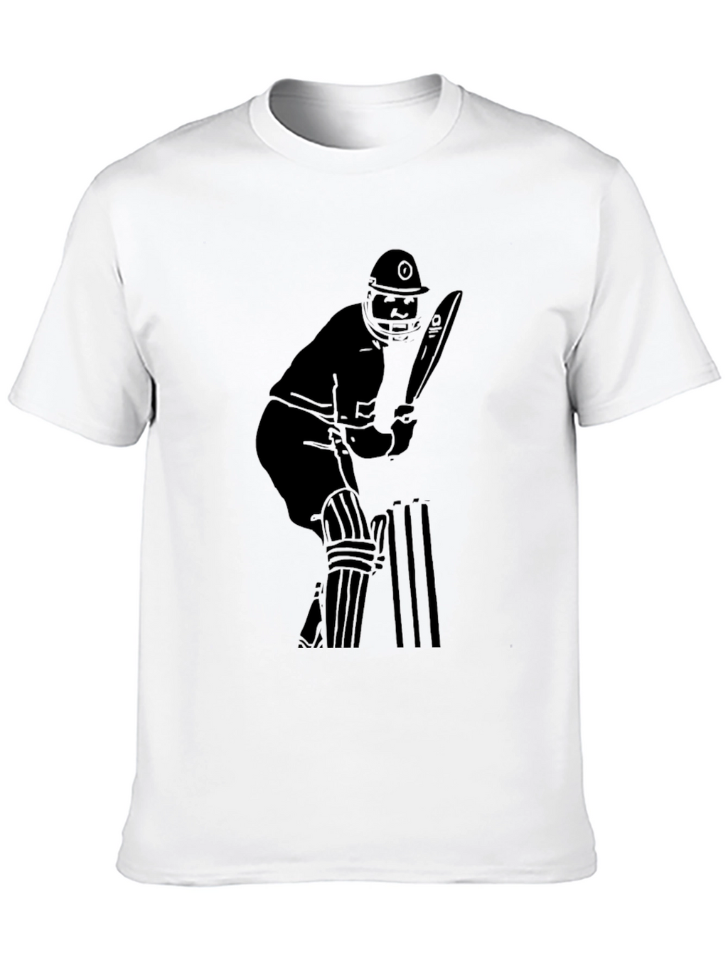 Cricket Player Graphic Tee - Black Cotton T-Shirt