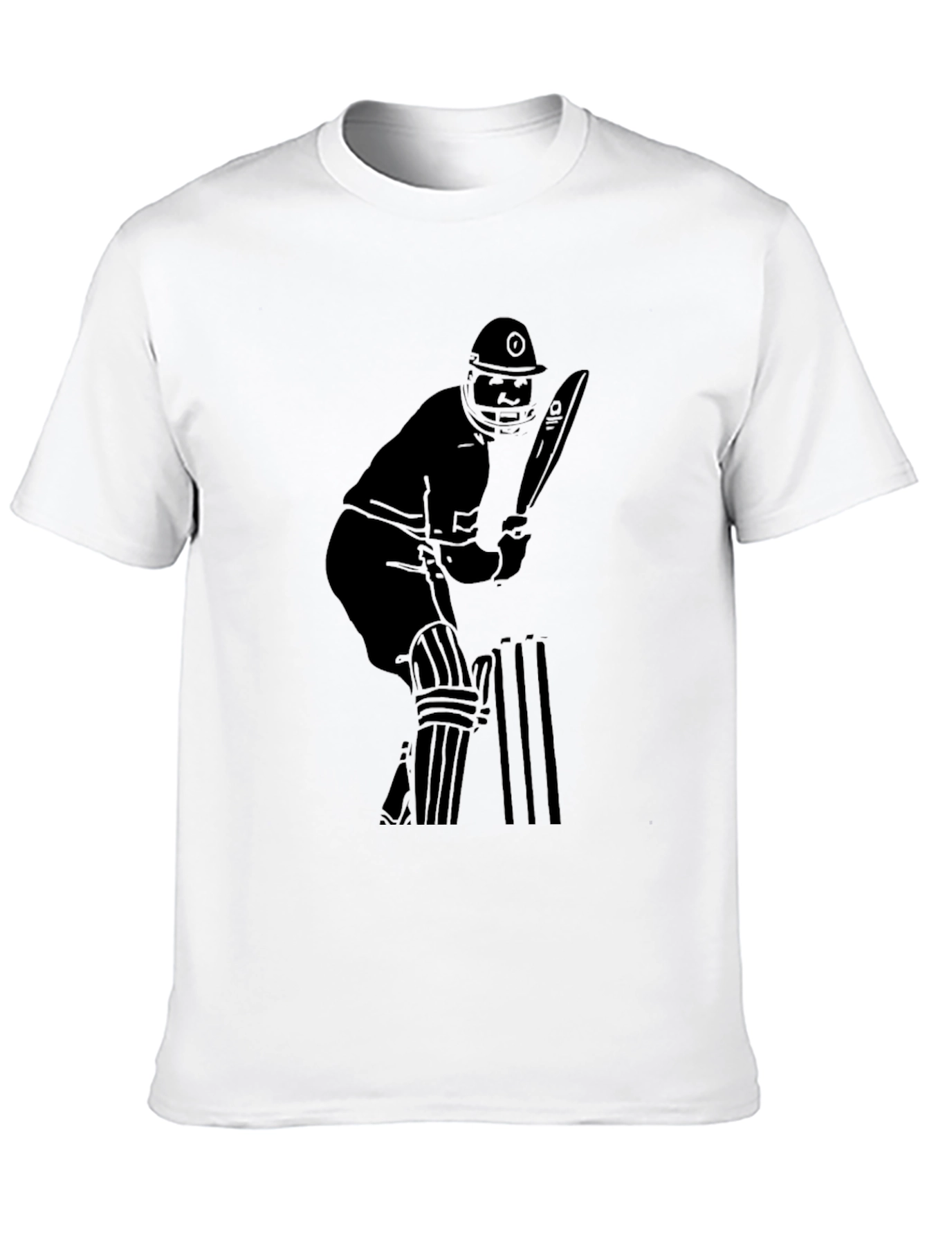 Cricket Player Graphic Tee - Black Cotton T-Shirt