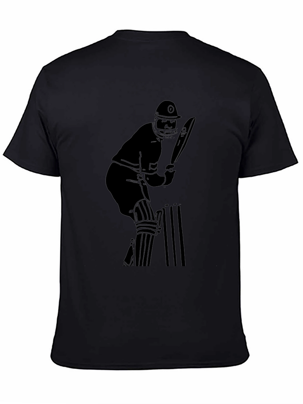 Cricket Player Graphic Tee - Black Cotton T-Shirt