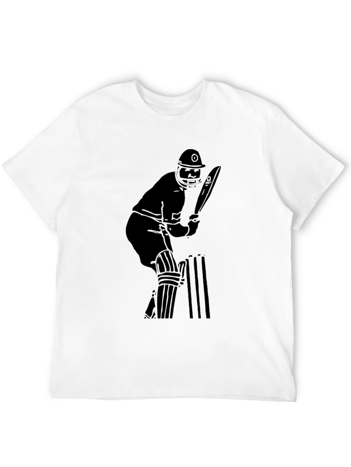 Cricket Player Graphic Tee - Black Cotton T-Shirt