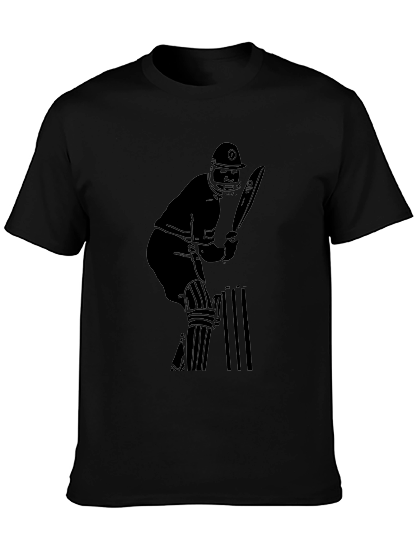 Cricket Player Graphic Tee - Black Cotton T-Shirt