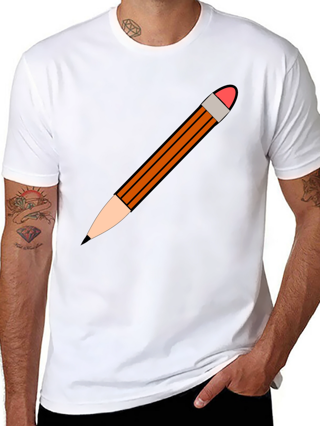 Pencil Graphic Black T-Shirt - Casual Style