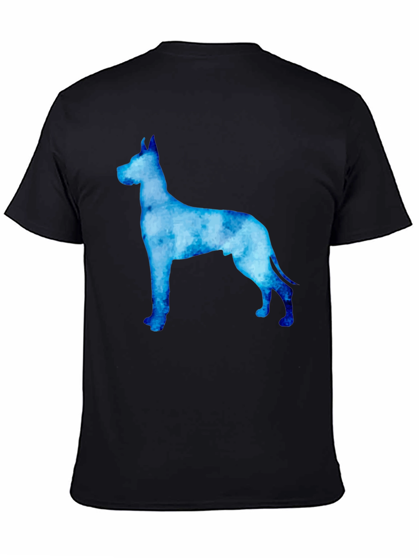 Blue Great Dane Watercolor Graphic Black T-Shirt