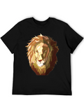 Geometric Lion Graphic Tee - Mens Black T-Shirt