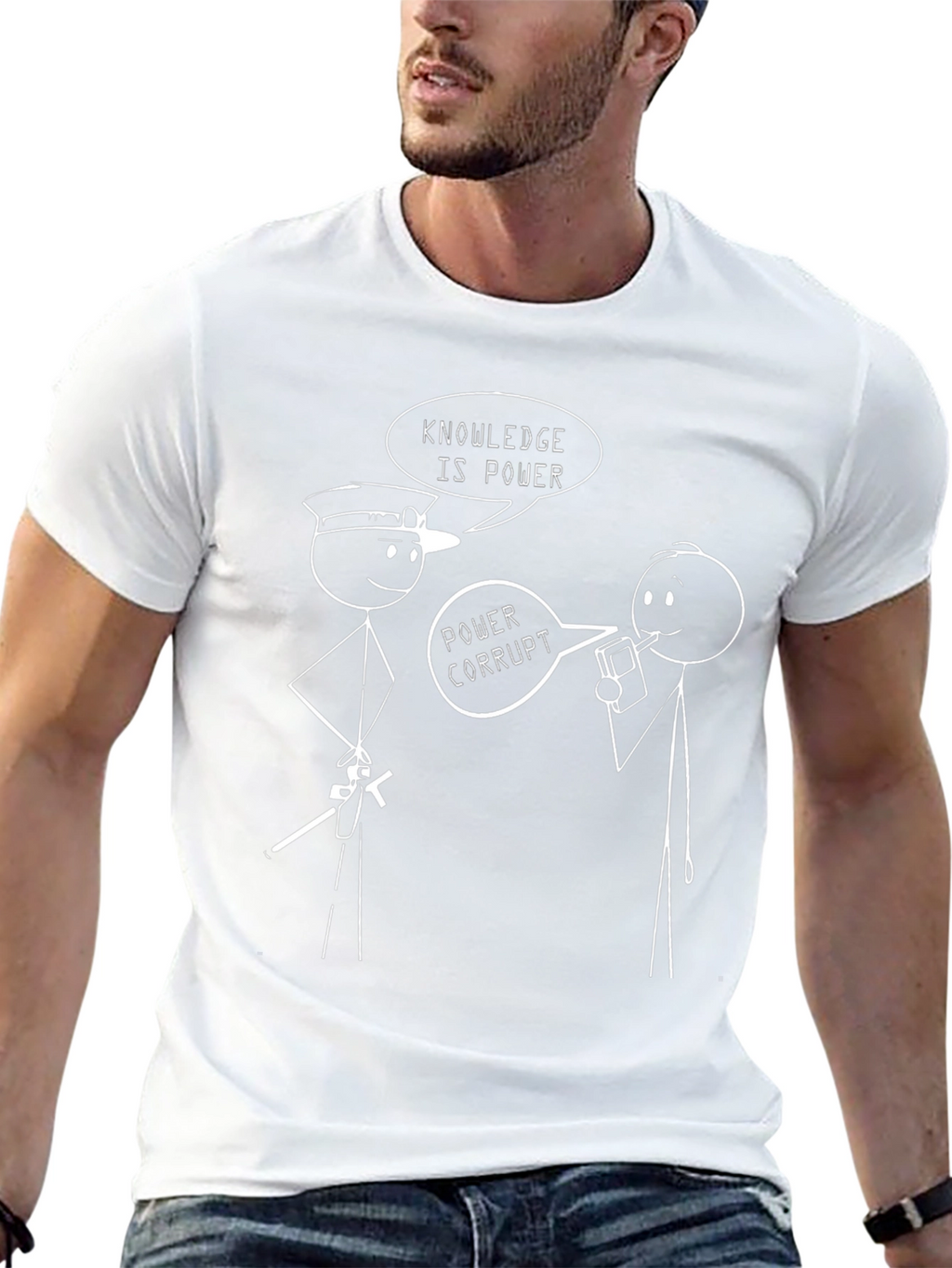 Funny Stick Figure T-Shirt - Knowledge is Power