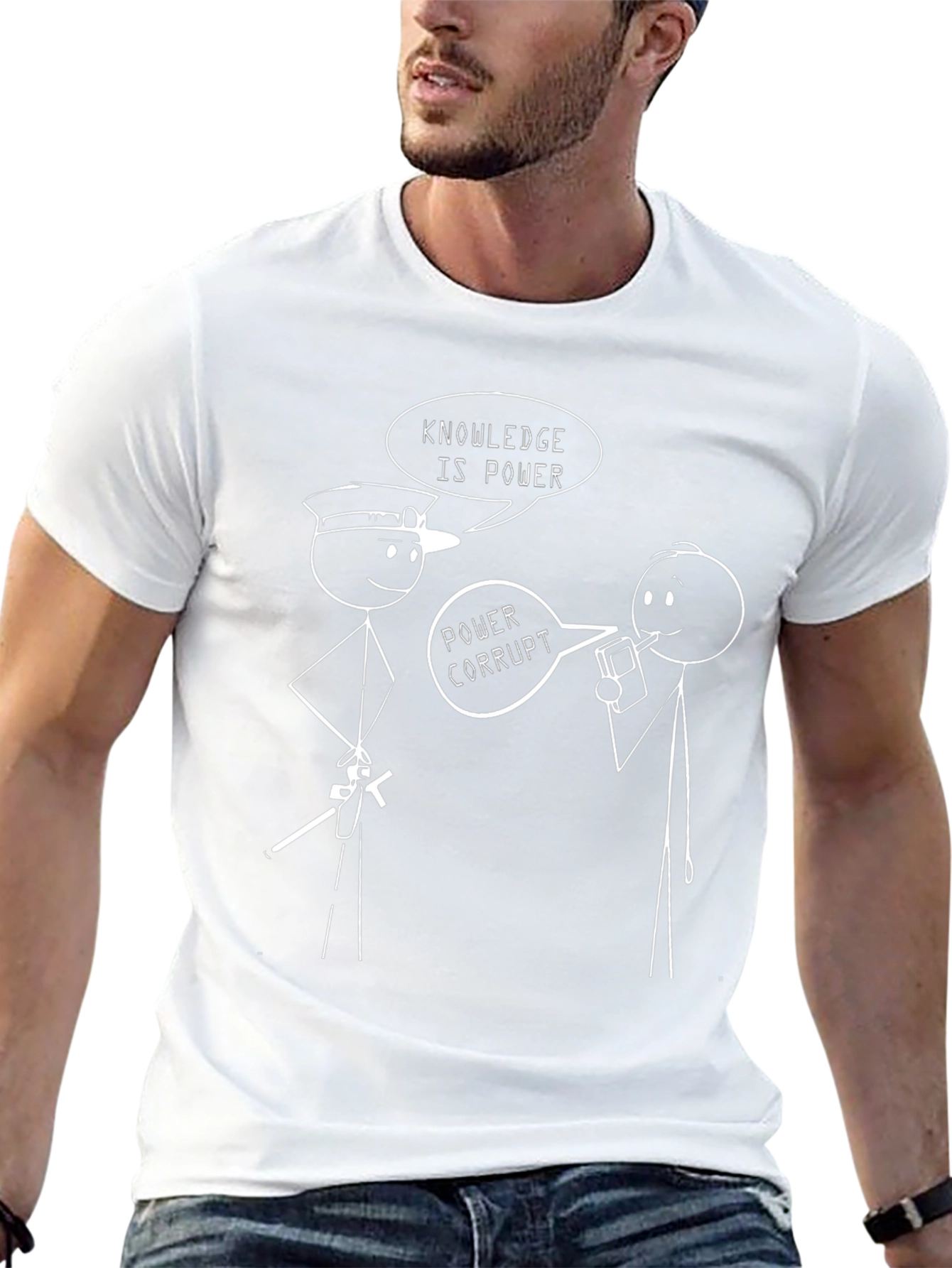 Funny Stick Figure T-Shirt - Knowledge is Power