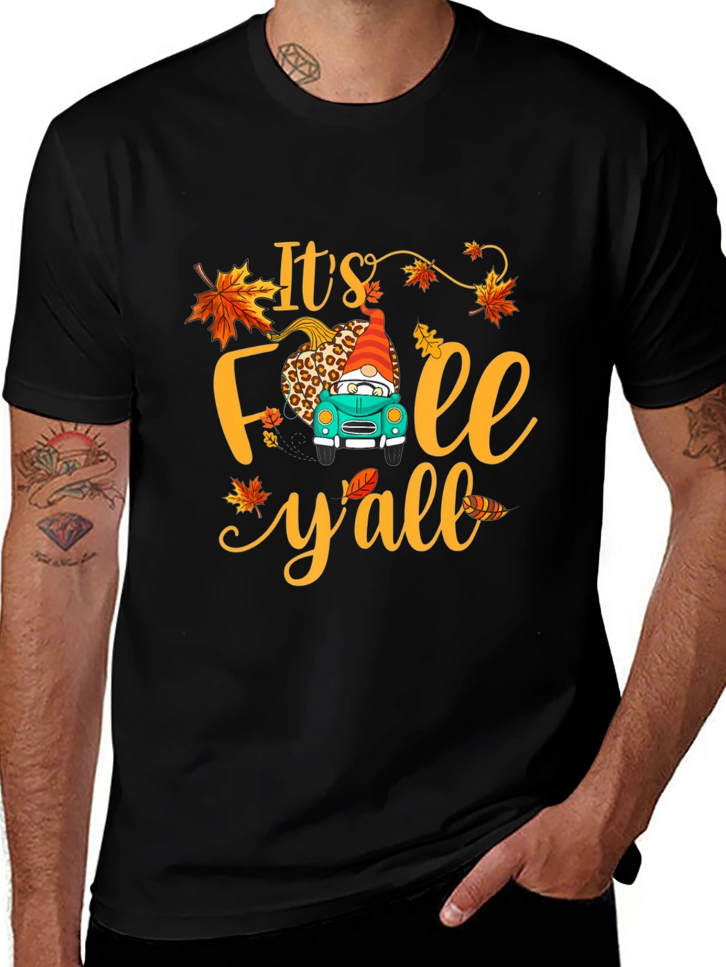 Its Fall Yall T-Shirt Autumn Gnome Truck
