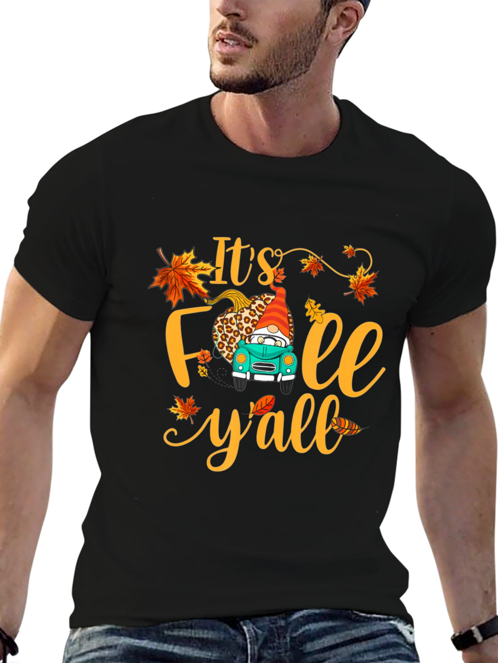 Its Fall Yall T-Shirt Autumn Gnome Truck