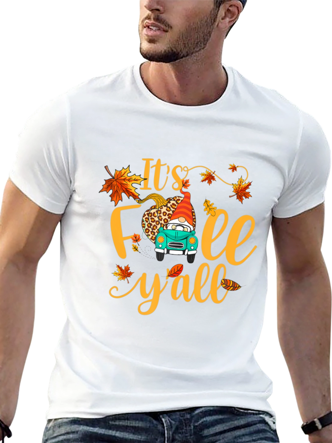 Its Fall Yall T-Shirt Autumn Gnome Truck