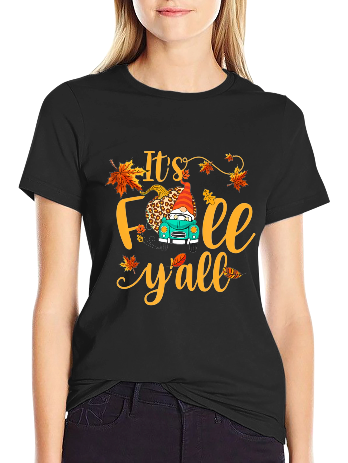 Its Fall Yall T-Shirt Autumn Gnome Truck