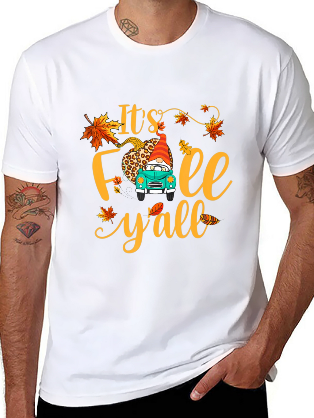 Its Fall Yall T-Shirt Autumn Gnome Truck