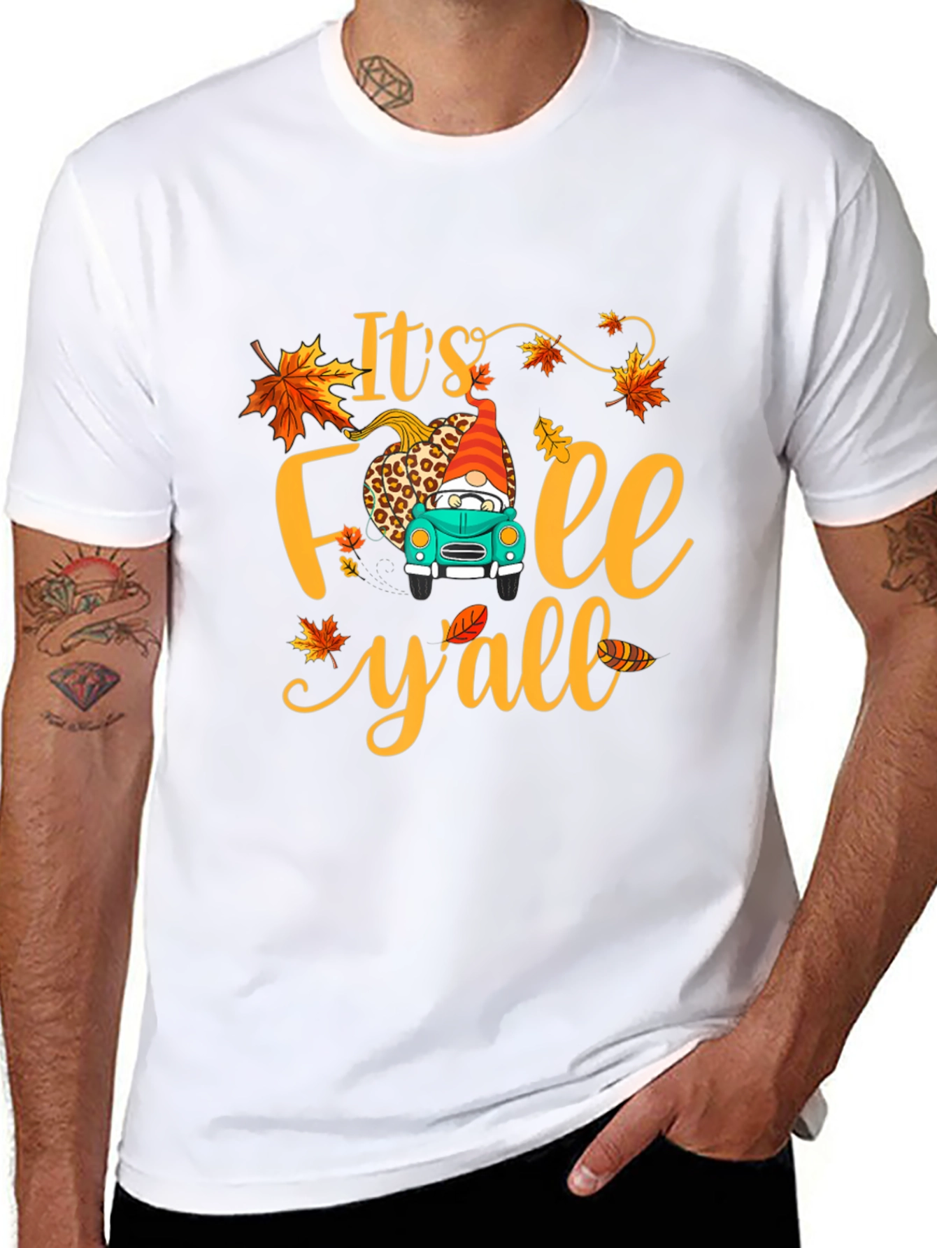 Its Fall Yall T-Shirt Autumn Gnome Truck