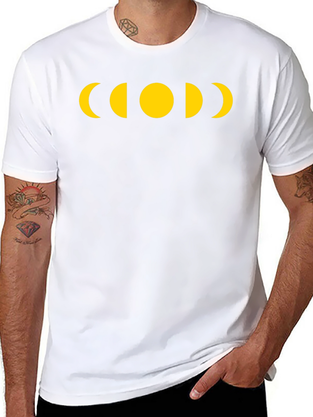 Moon Phase Graphic Tee - Black Casual T-Shirt