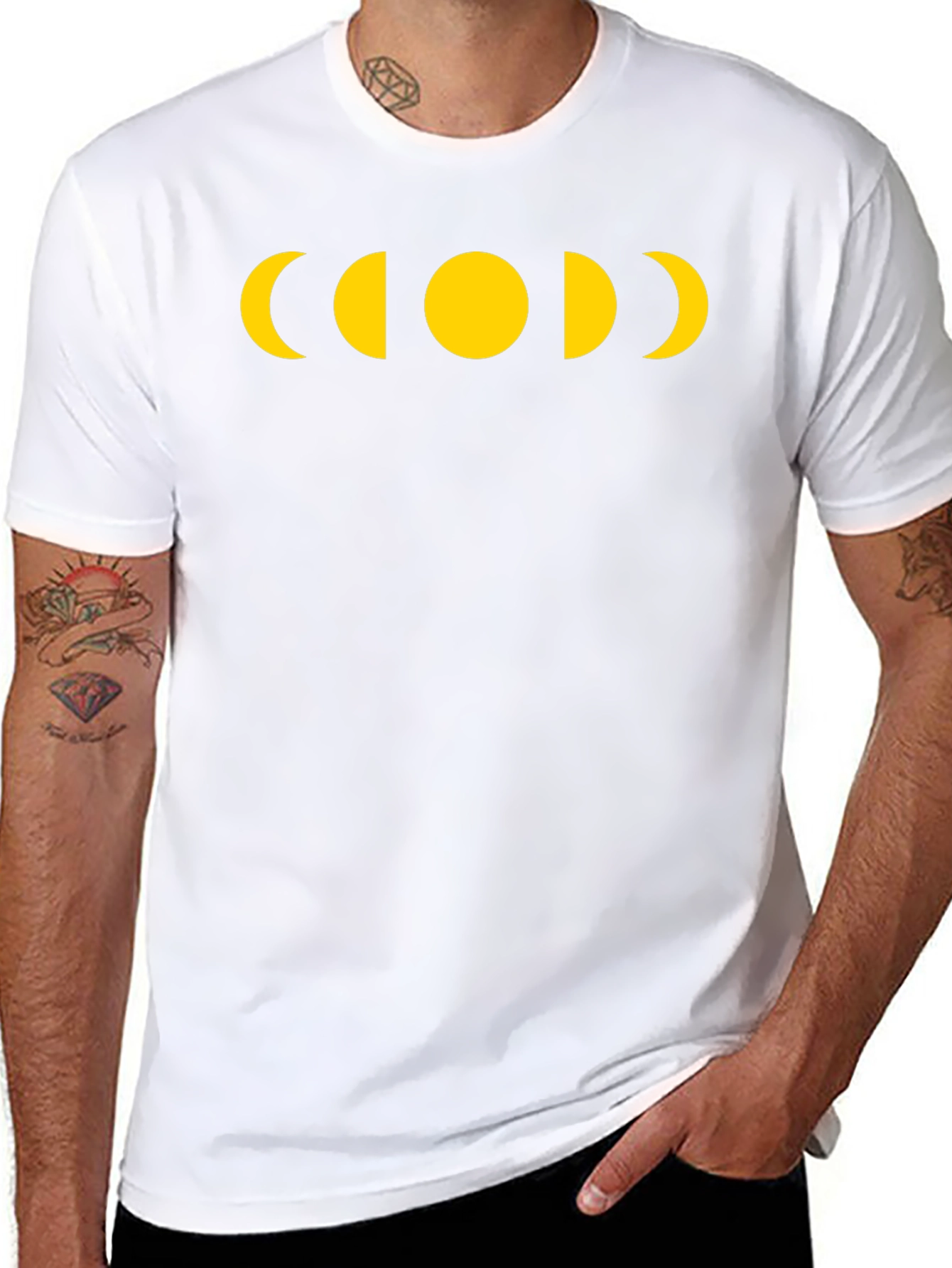 Moon Phase Graphic Tee - Black Casual T-Shirt