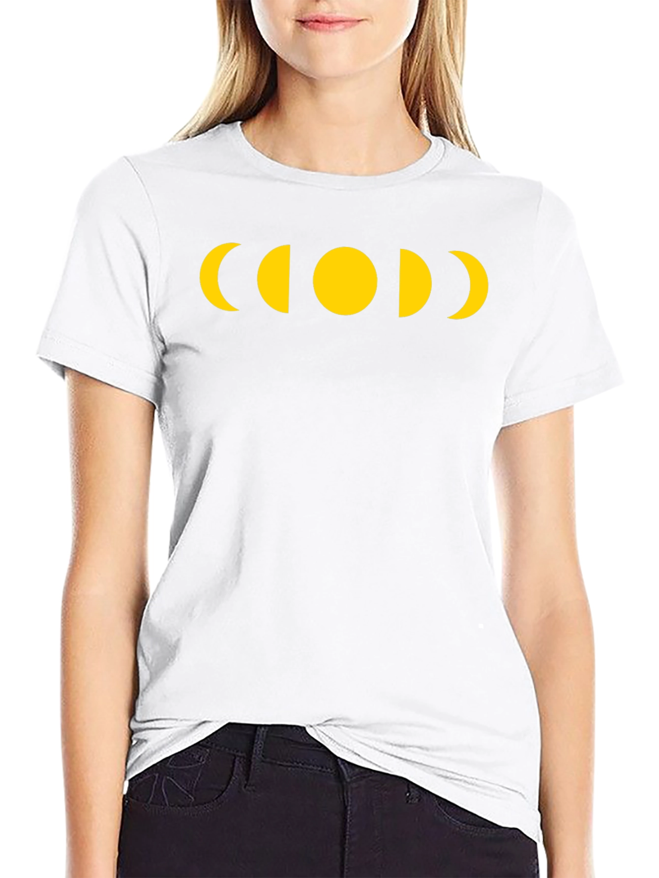 Moon Phase Graphic Tee - Black Casual T-Shirt