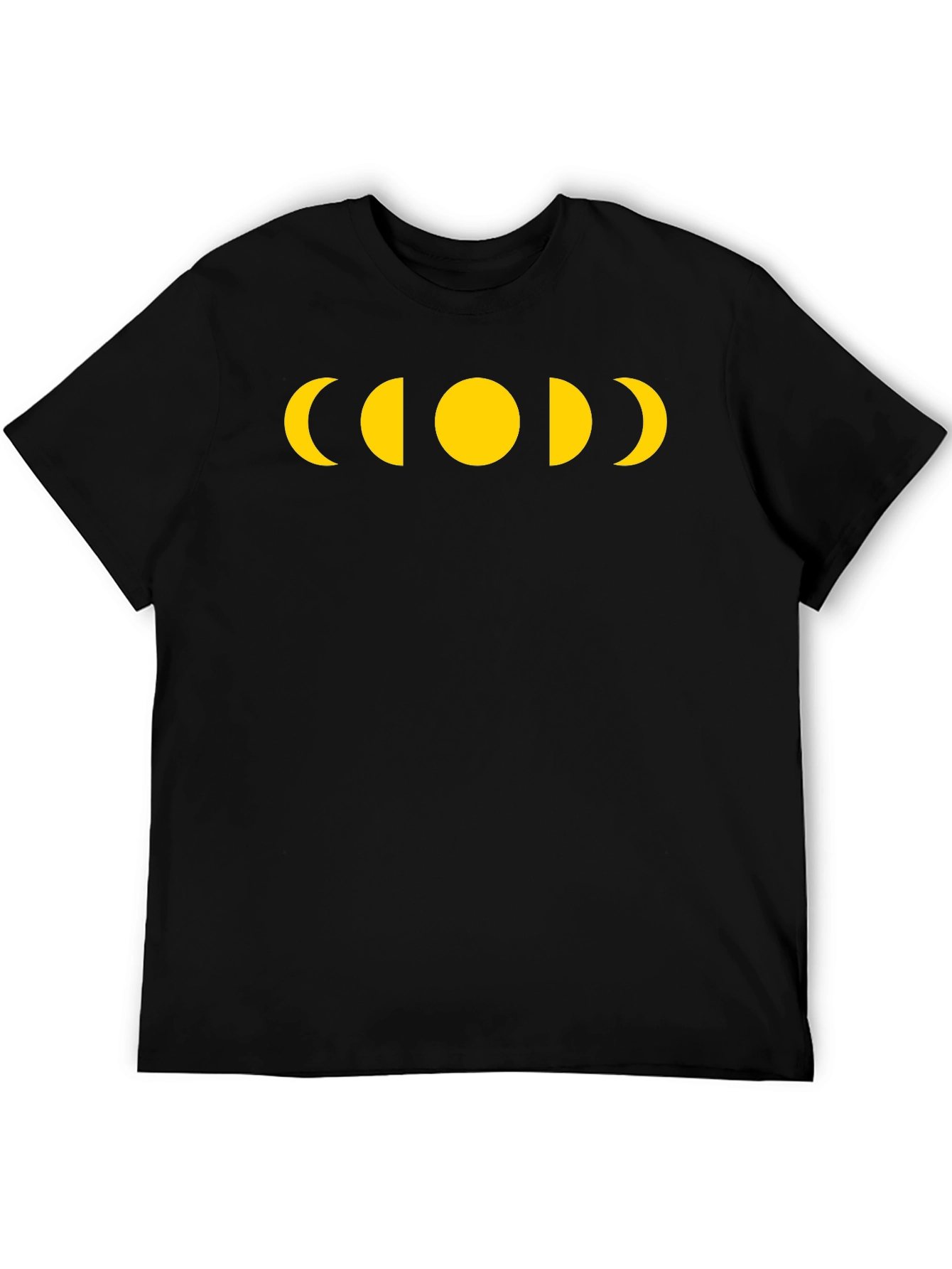 Moon Phase Graphic Tee - Black Casual T-Shirt