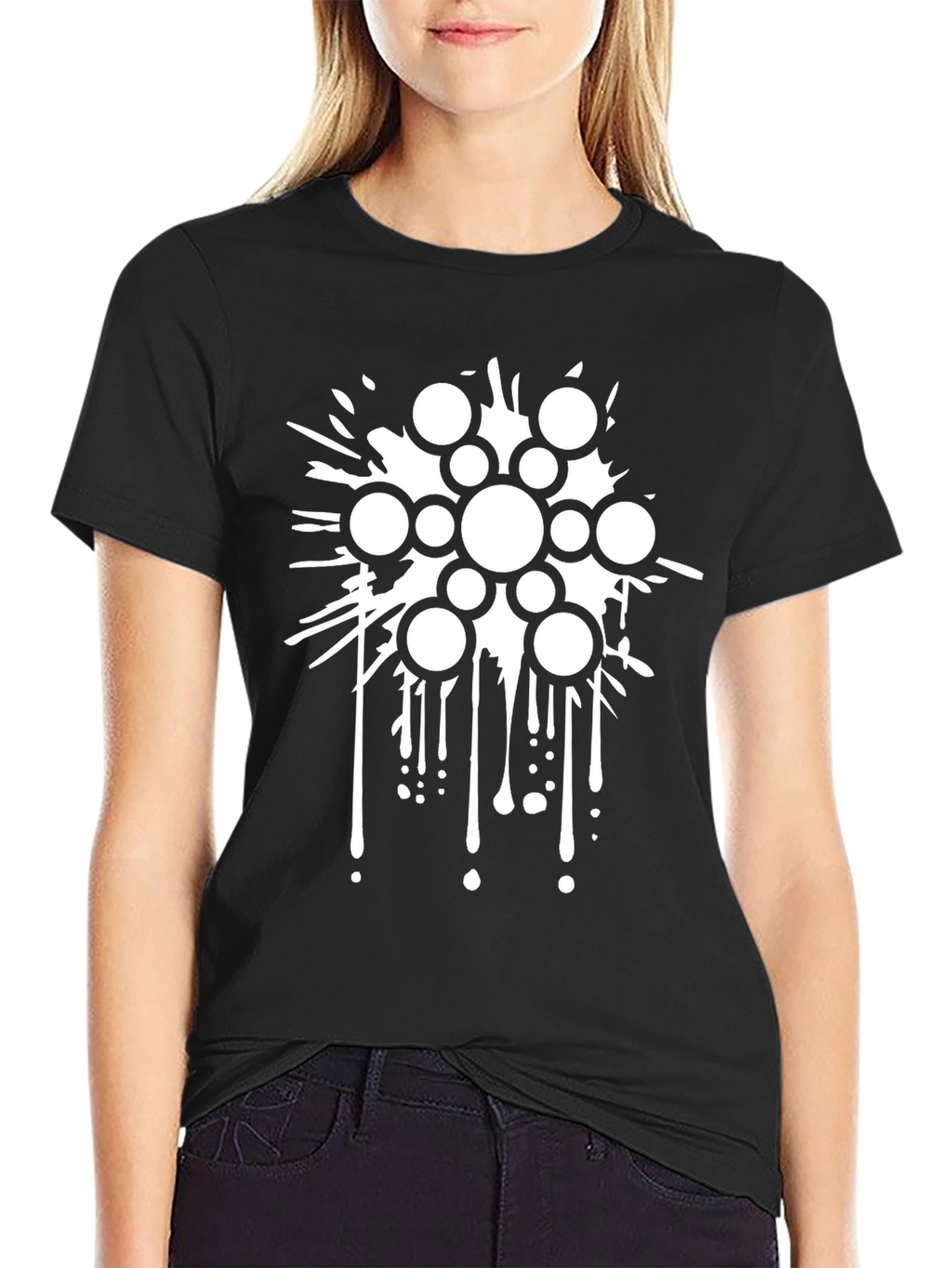 Abstract Circle Splash Graphic Black T-Shirt