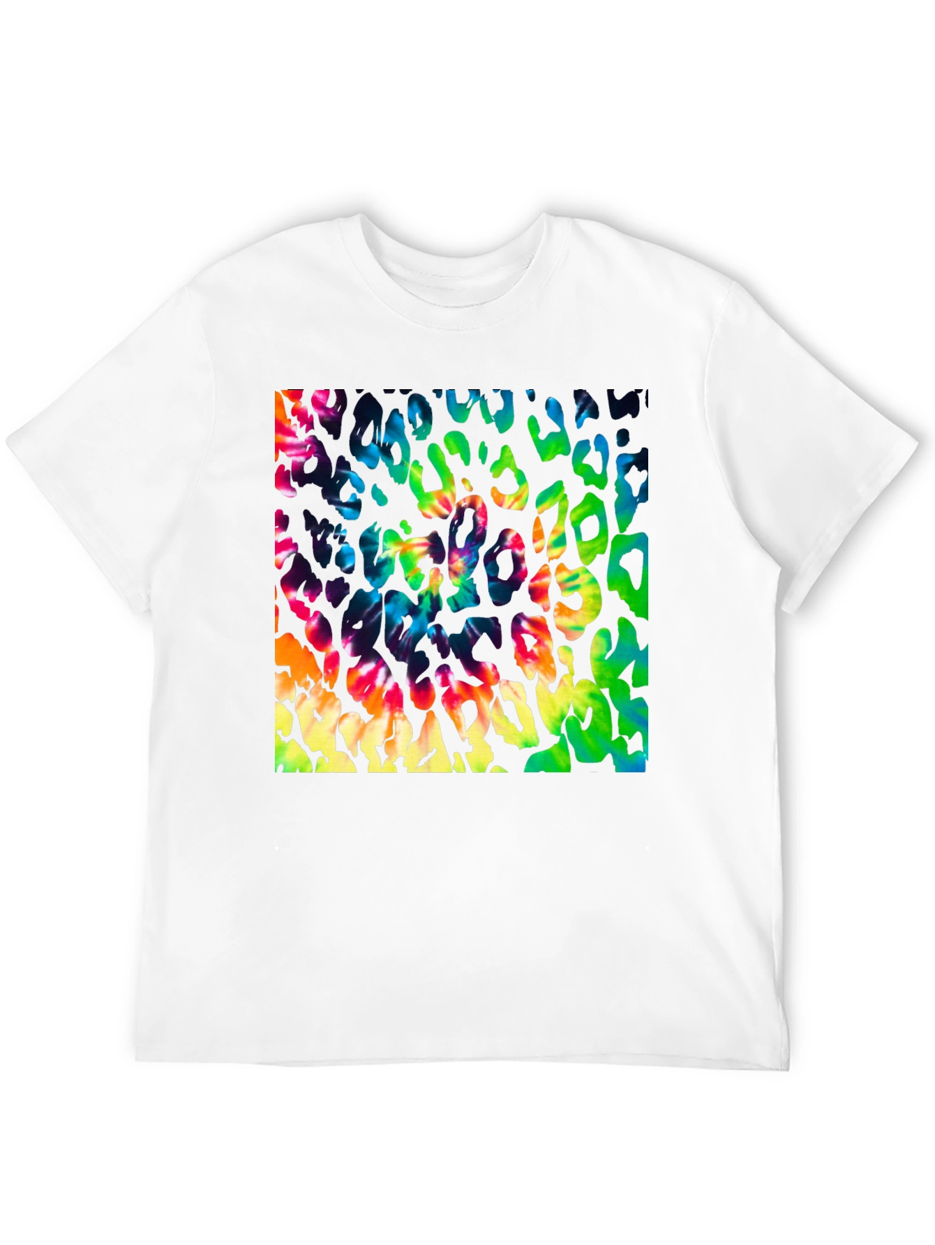 Vibrant Tie Dye Leopard Print Graphic Tee - Mens