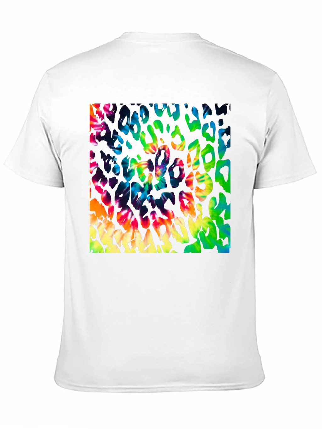 Vibrant Tie Dye Leopard Print Graphic Tee - Mens