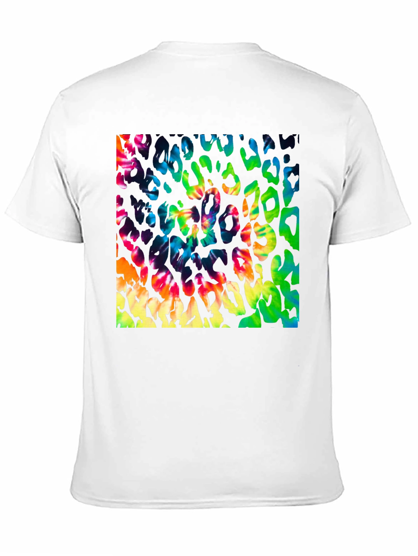 Vibrant Tie Dye Leopard Print Graphic Tee - Mens