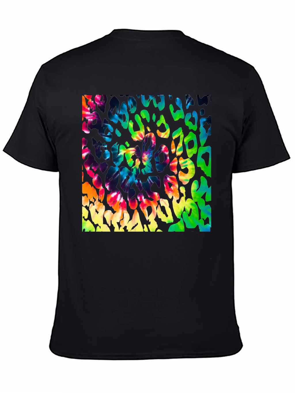 Vibrant Tie Dye Leopard Print Graphic Tee - Mens