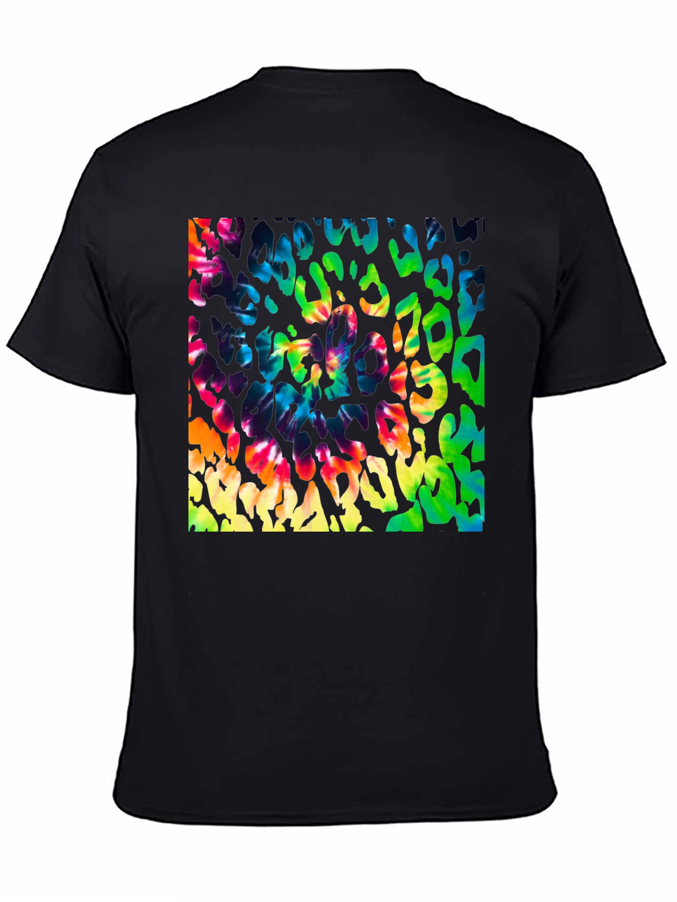 Vibrant Tie Dye Leopard Print Graphic Tee - Mens
