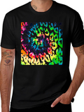 Vibrant Tie Dye Leopard Print Graphic Tee - Mens