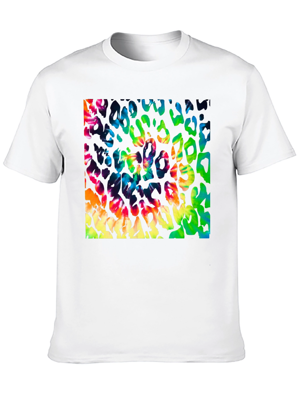 Vibrant Tie Dye Leopard Print Graphic Tee - Mens