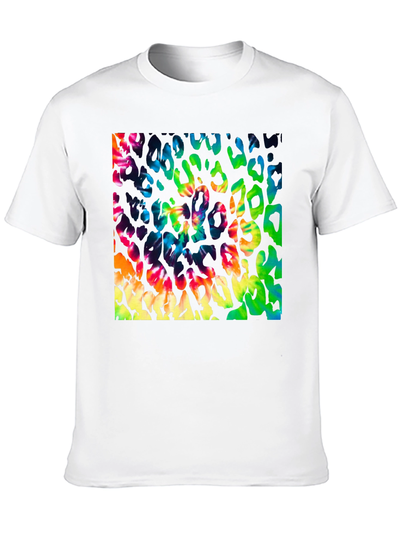 Vibrant Tie Dye Leopard Print Graphic Tee - Mens