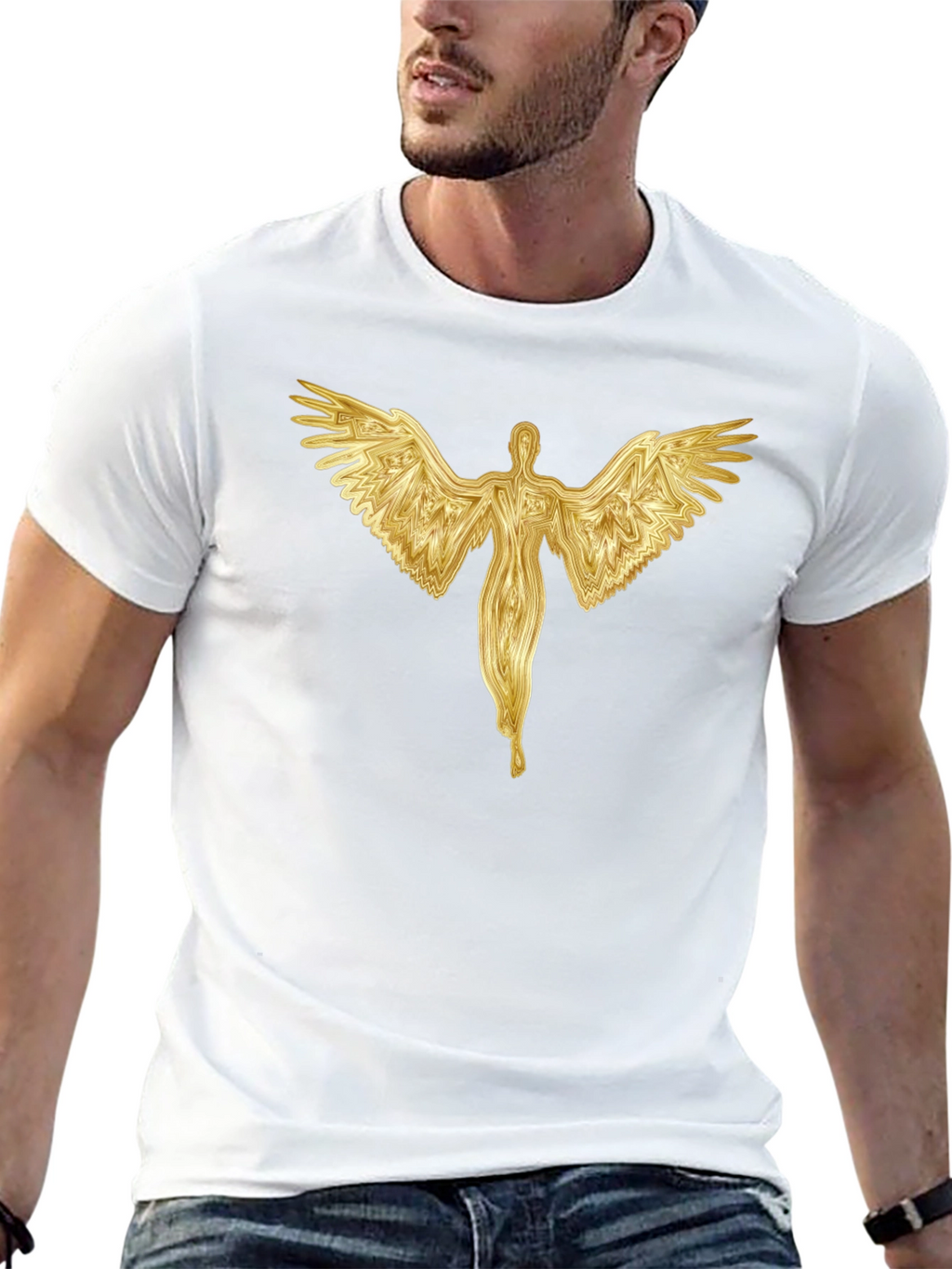 Golden Angel Graphic Black T-Shirt