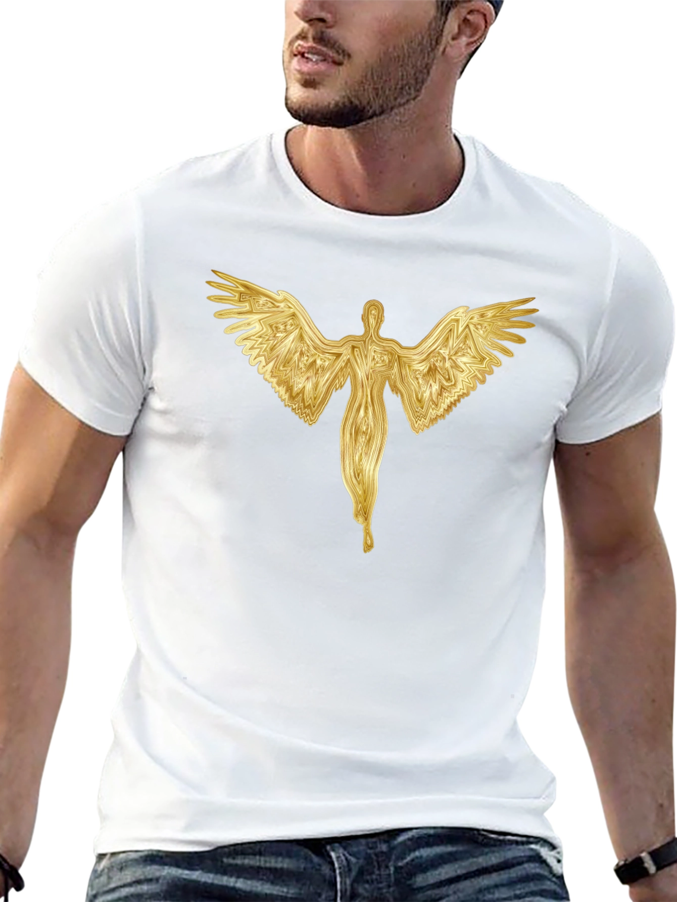 Golden Angel Graphic Black T-Shirt