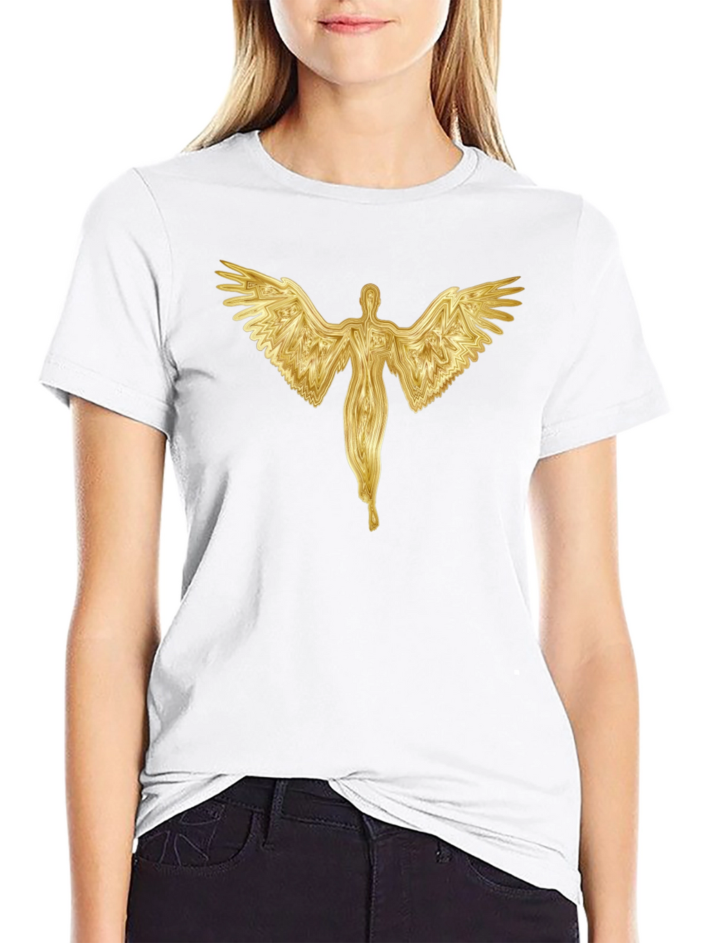 Golden Angel Graphic Black T-Shirt