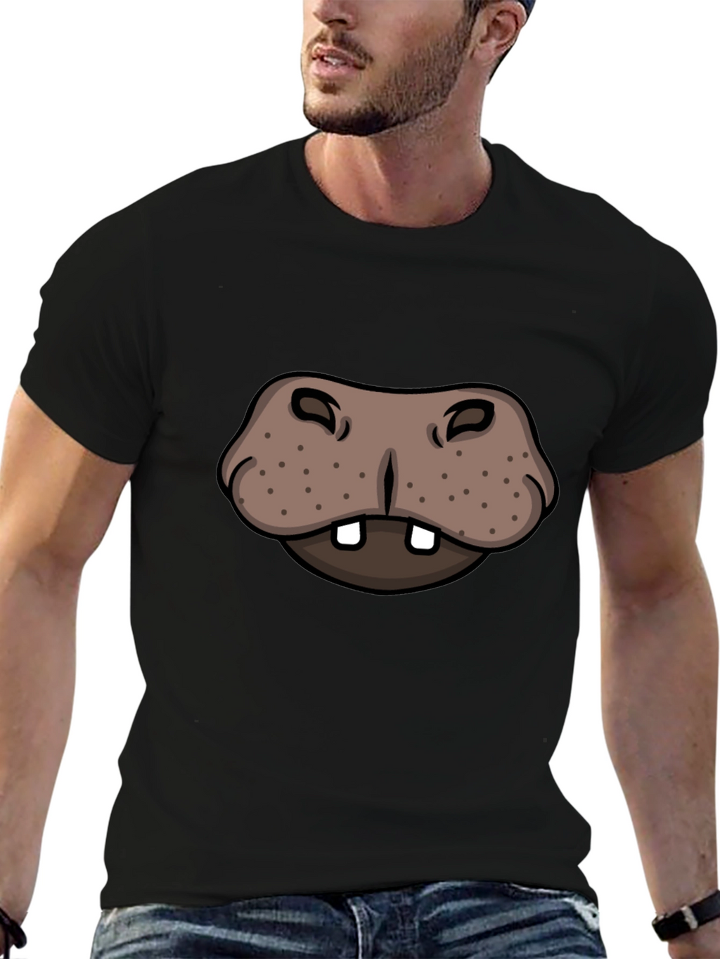 Hippo Face Graphic Tee - Funny Animal T-Shirt