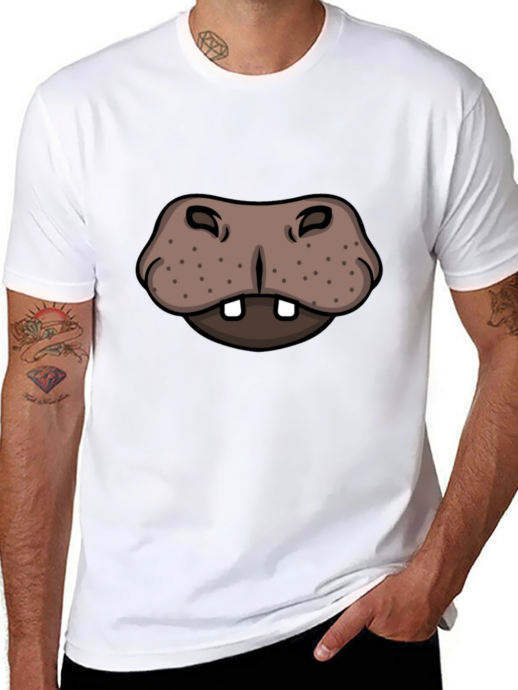 Hippo Face Graphic Tee - Funny Animal T-Shirt