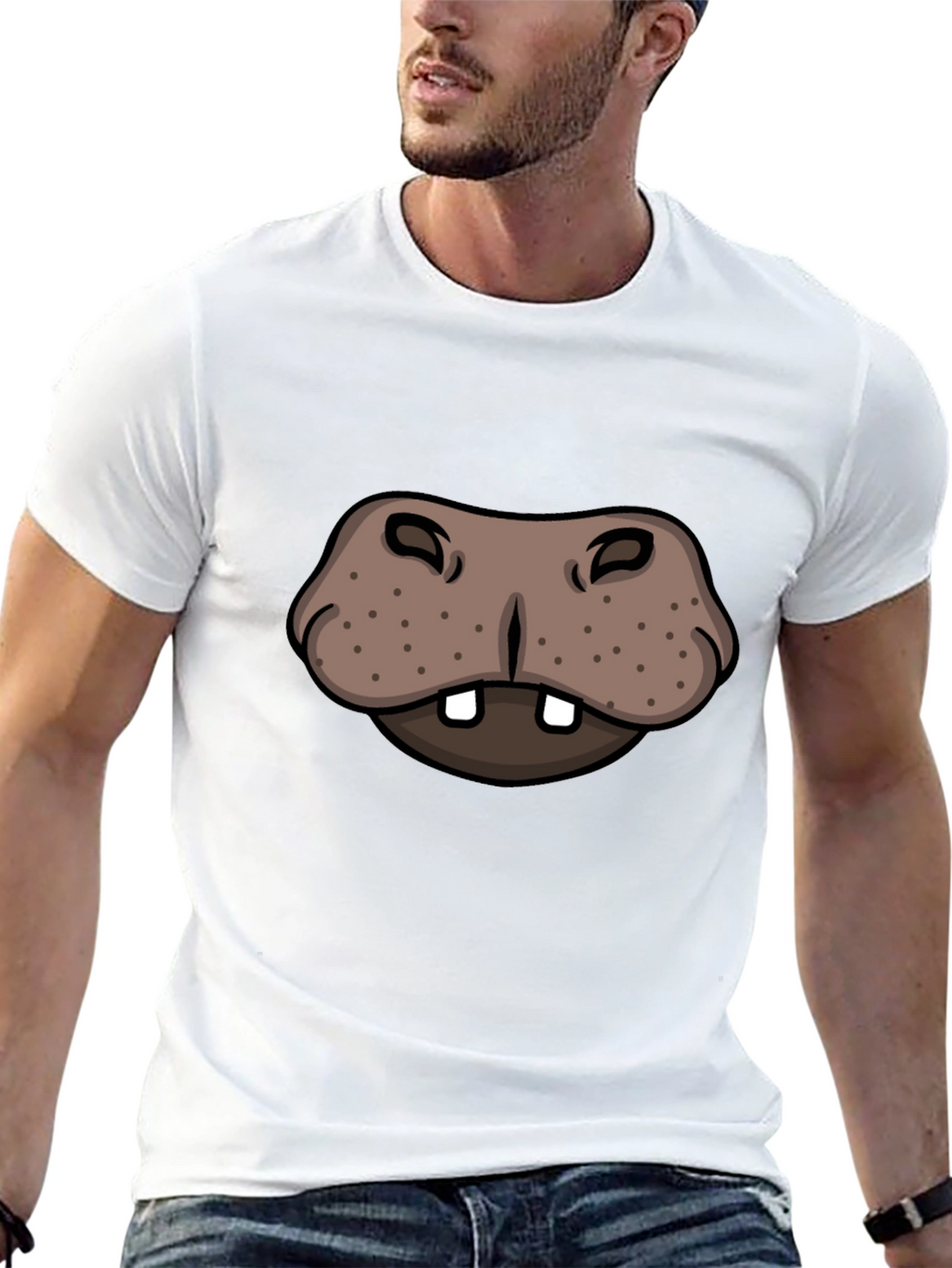 Hippo Face Graphic Tee - Funny Animal T-Shirt