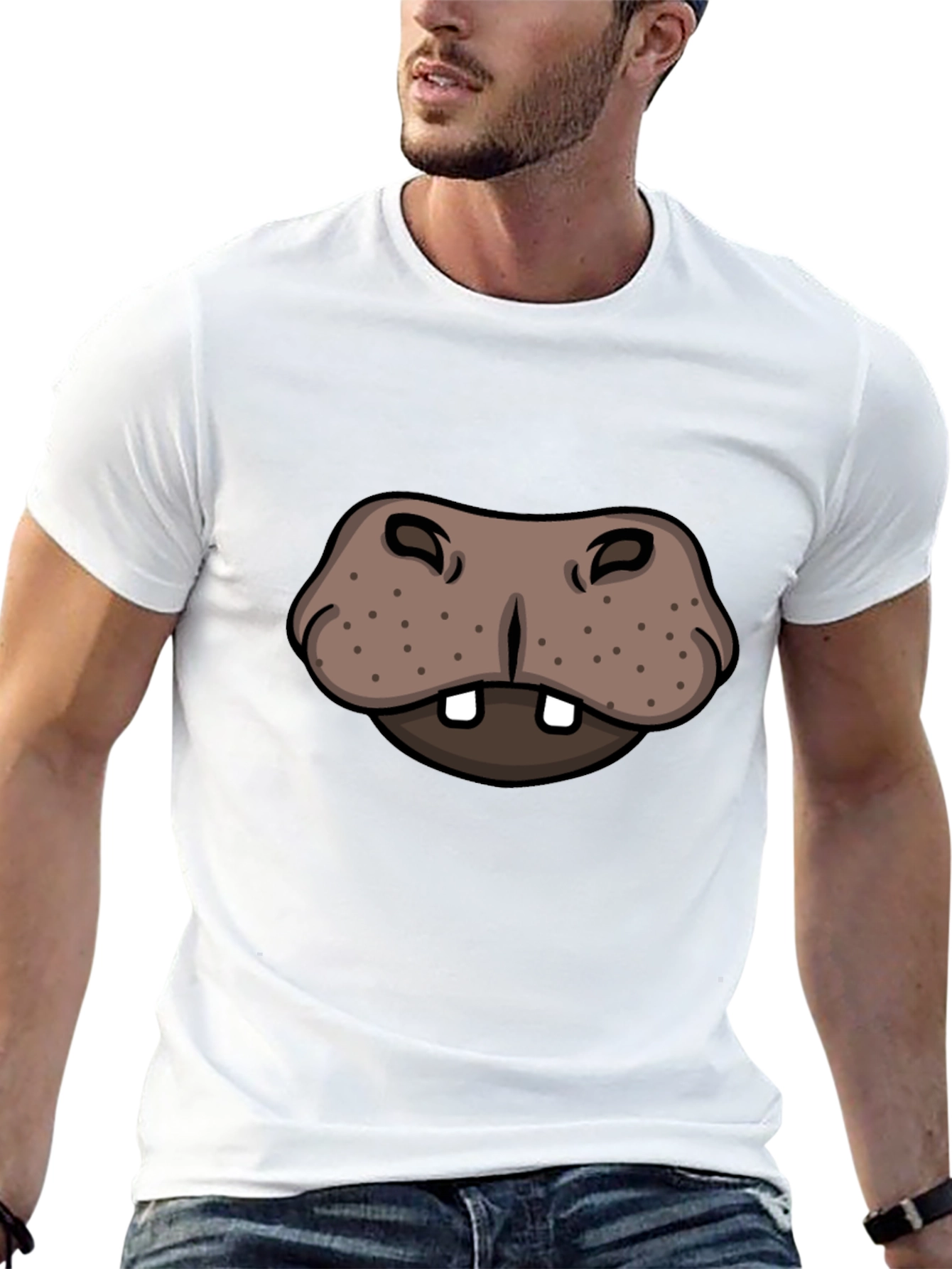 Hippo Face Graphic Tee - Funny Animal T-Shirt
