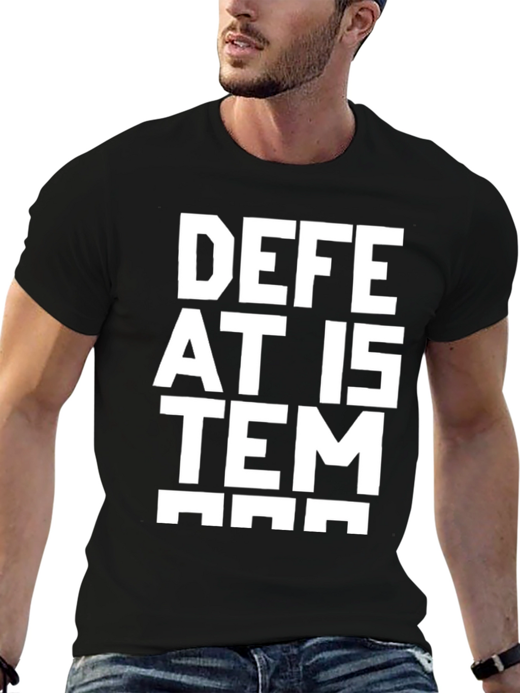 Defeat The Item Black Graphic Tee