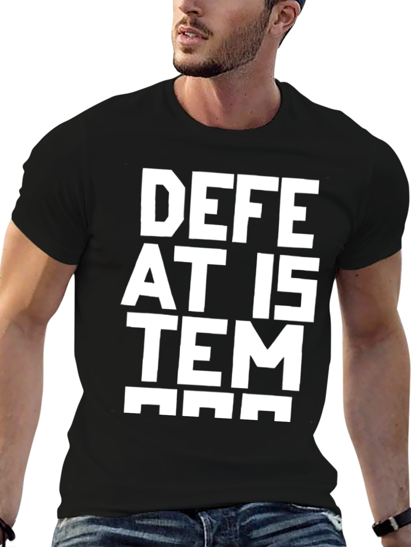 Defeat The Item Black Graphic Tee