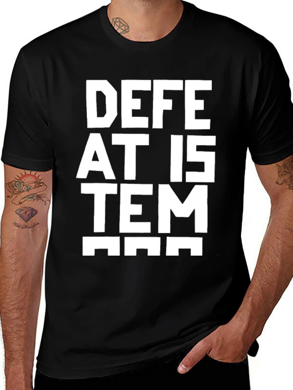 Defeat The Item Black Graphic Tee