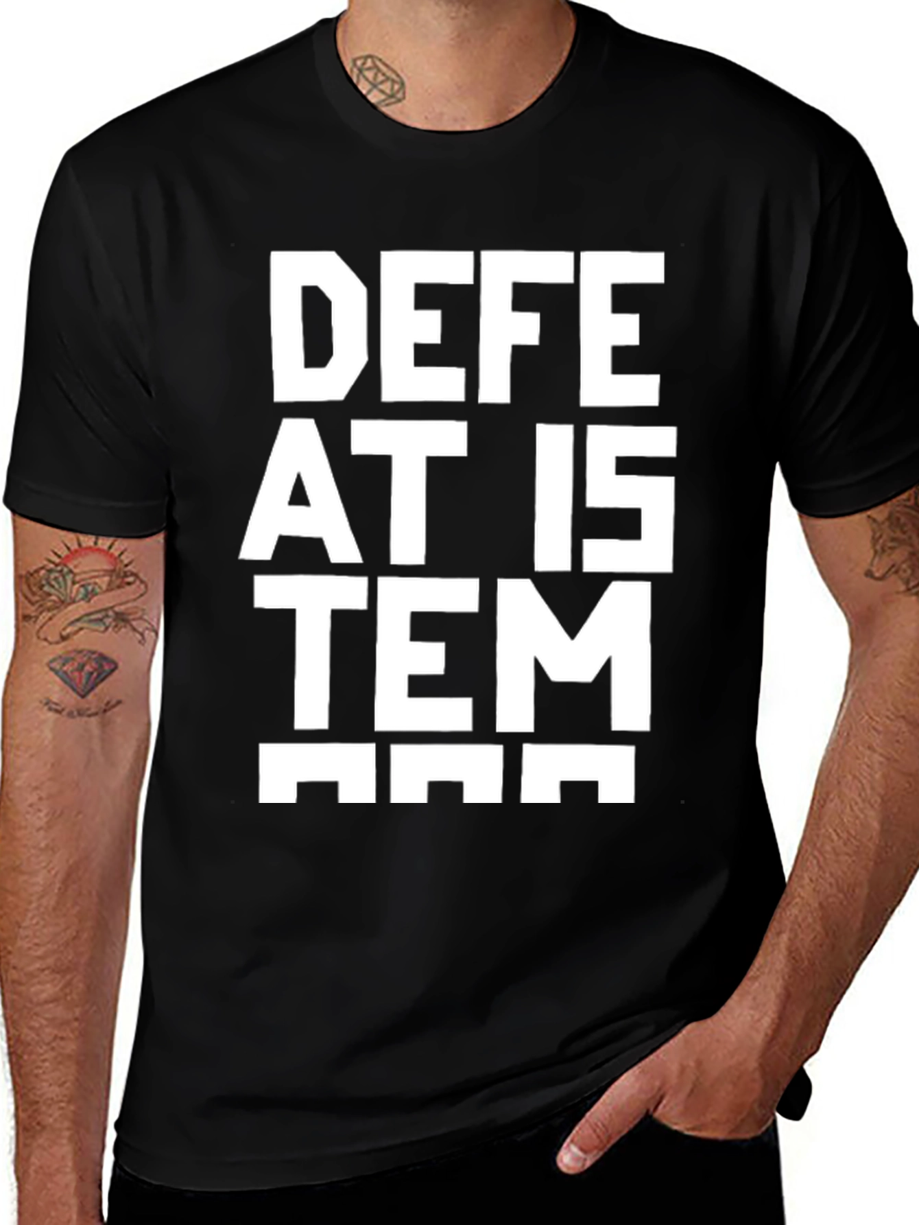 Defeat The Item Black Graphic Tee