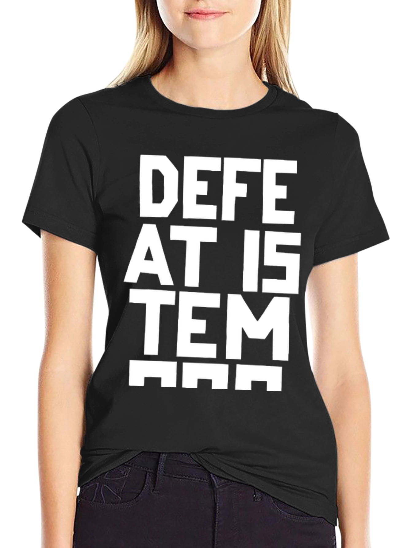 Defeat The Item Black Graphic Tee