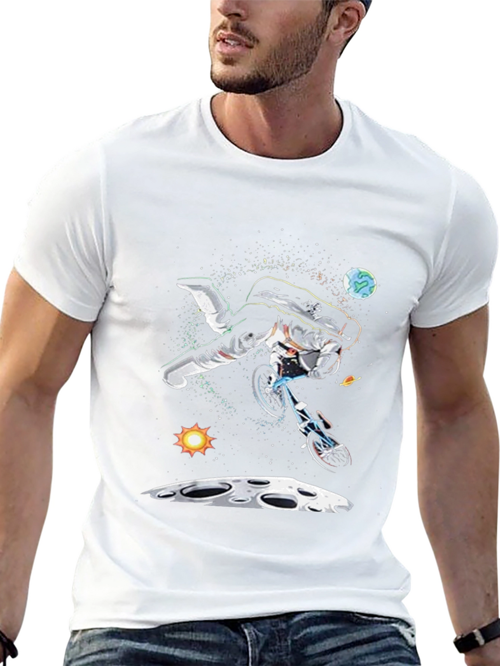 Astronaut Bike Ride T-Shirt - Space Graphic Tee
