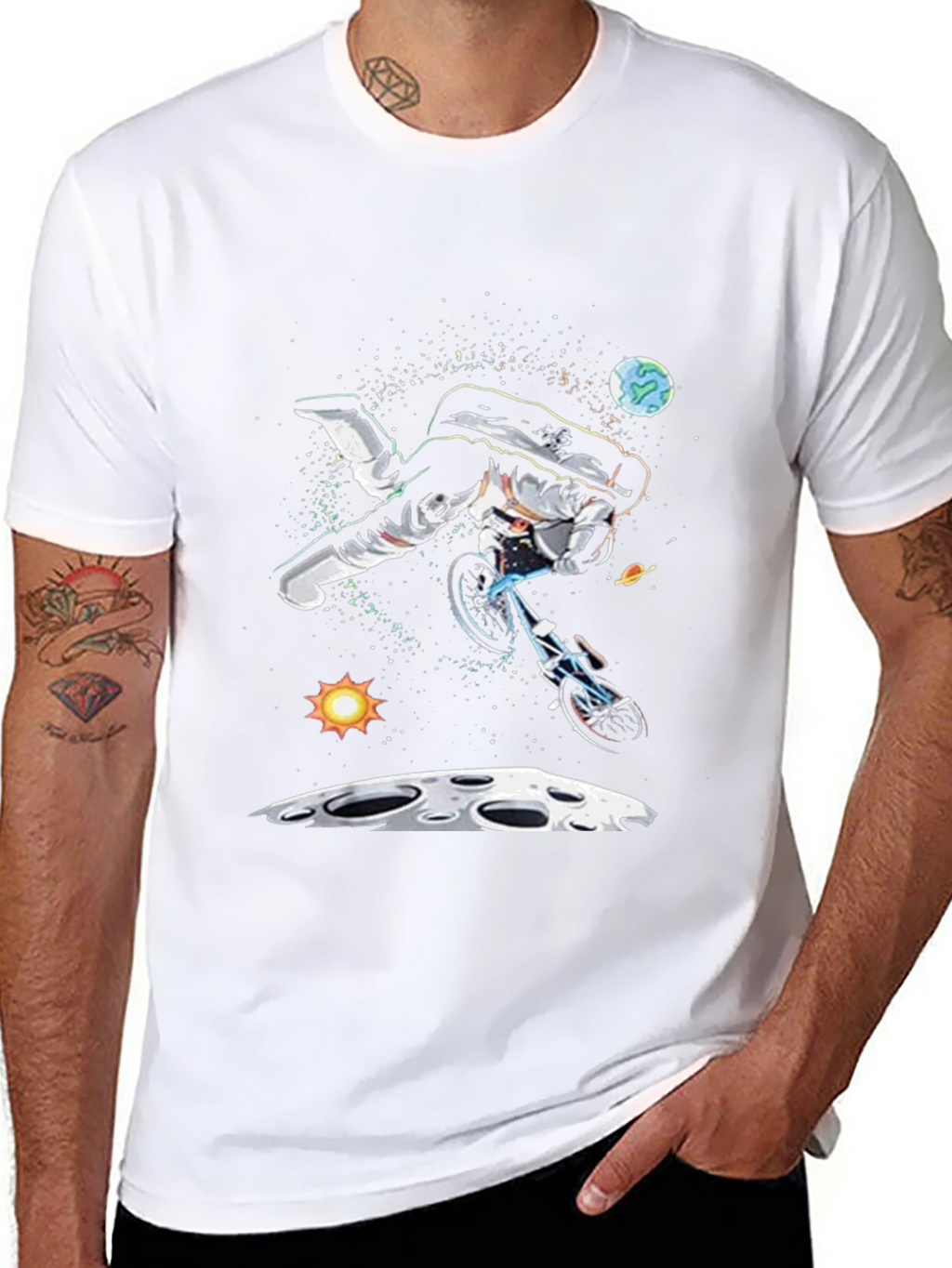 Astronaut Bike Ride T-Shirt - Space Graphic Tee