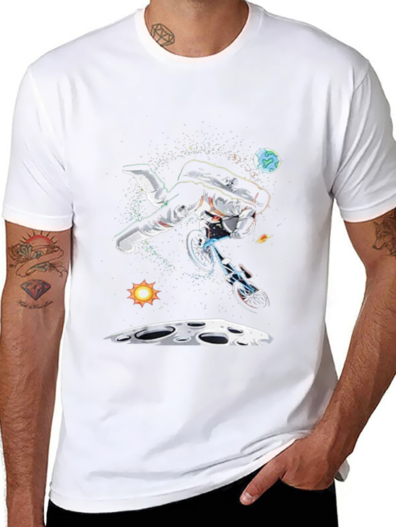 Astronaut Bike Ride T-Shirt - Space Graphic Tee