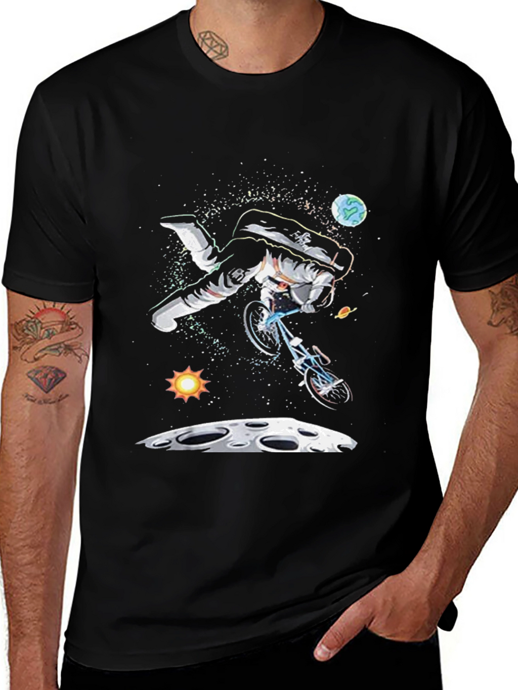 Astronaut Bike Ride T-Shirt - Space Graphic Tee