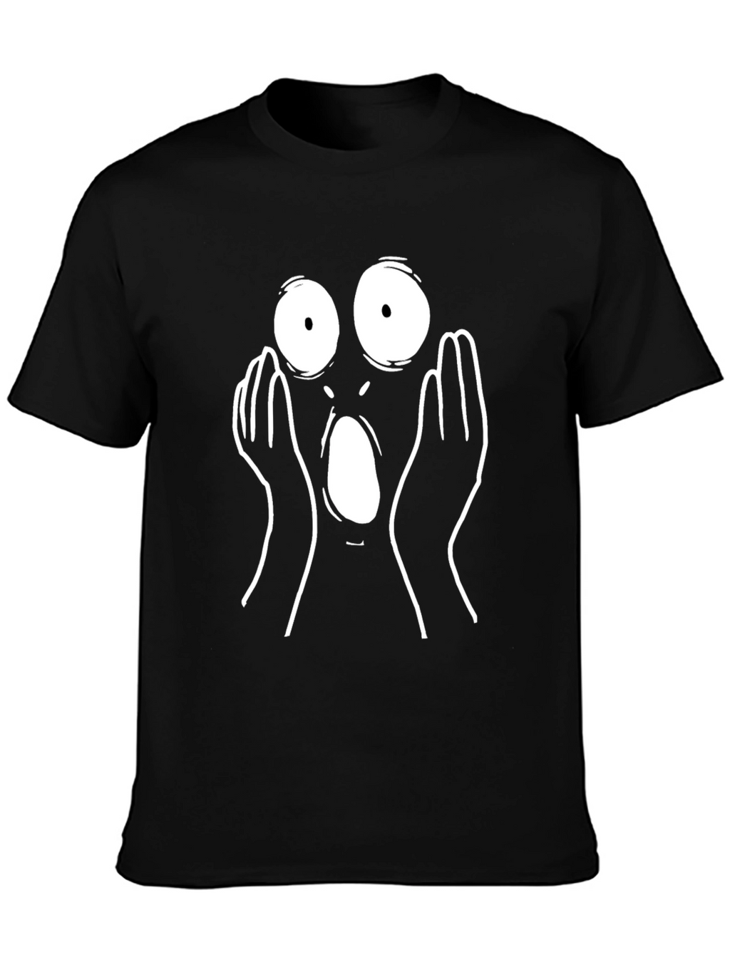 Shocked Expression Graphic Tee - Black Cotton
