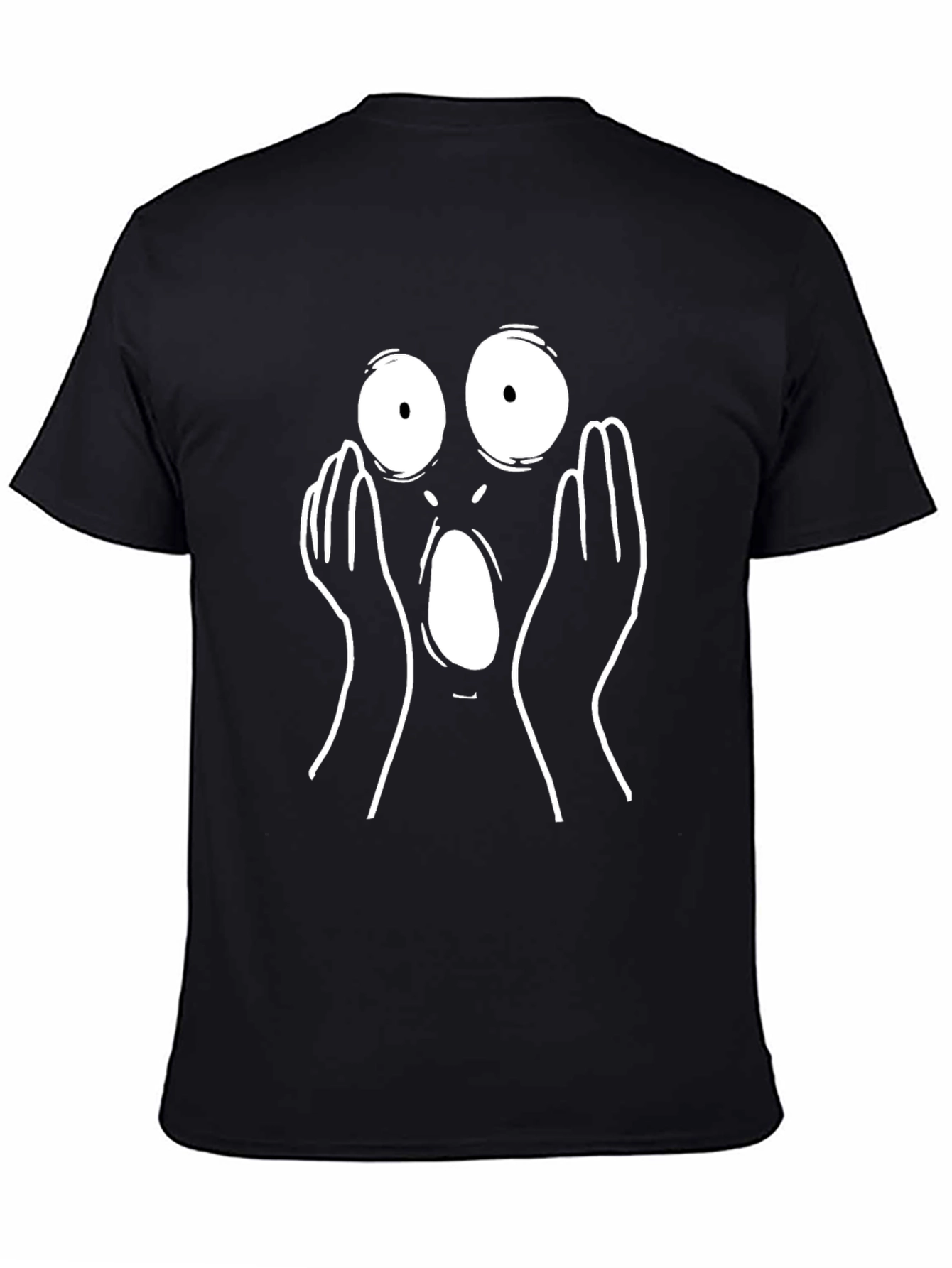 Shocked Expression Graphic Tee - Black Cotton