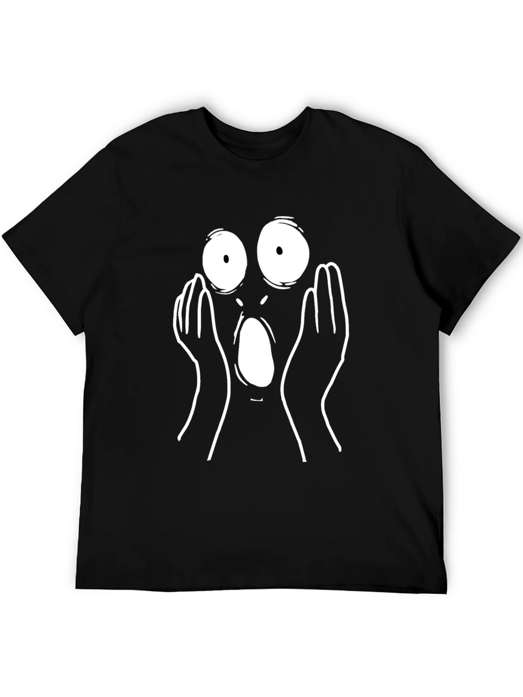 Shocked Expression Graphic Tee - Black Cotton