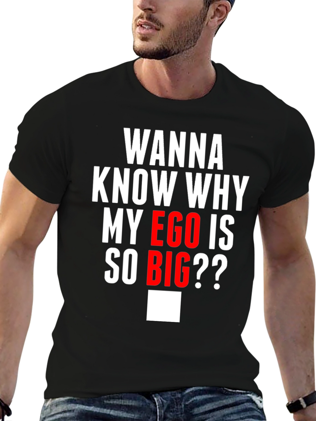 Funny Ego Graphic T-Shirt - Black